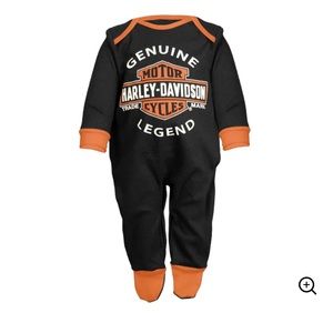 0-3 month Harley Davidson interlock footed coveralls
